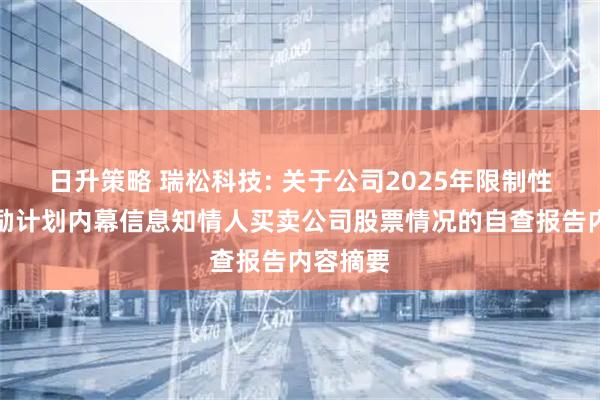 日升策略 瑞松科技: 关于公司2025年限制性股票激励计划内幕信息知情人买卖公司股票情况的自查报告内容摘要