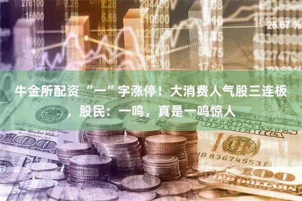 牛金所配资 “一”字涨停！大消费人气股三连板，股民：一鸣，真是一鸣惊人